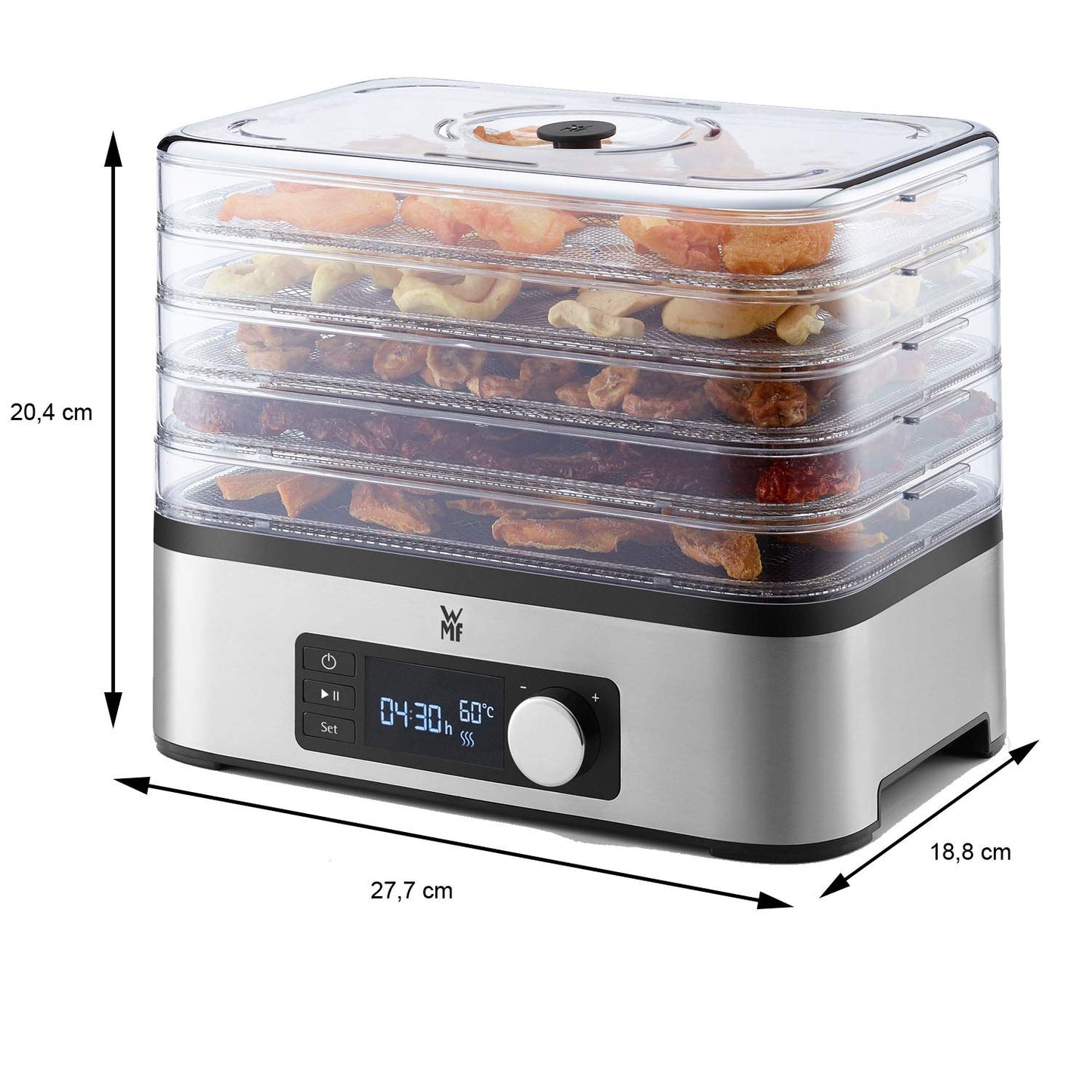 Deshidratador de Alimentos – 5 Bandejas, Temporizador 24h, Inox